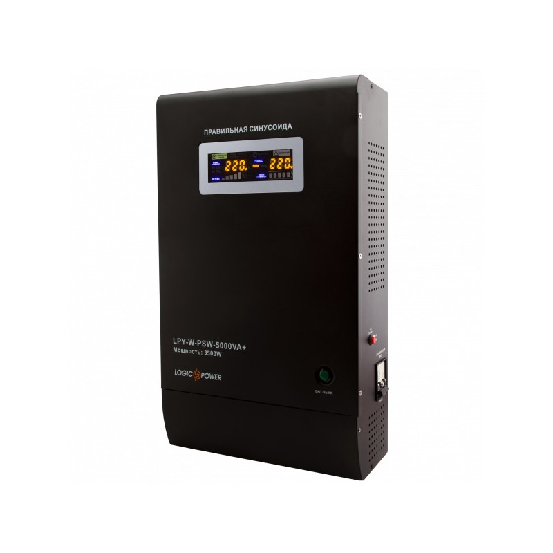 Джерело безперебійного живлення LogicPower LPY-W-PSW-5000VA+ (3500Вт)10A/20A, з правильною синусоїдою 48V, настінний