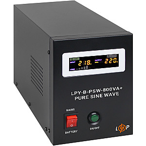 Джерело безперебійного живлення LogicPower LPY-B-PSW-800VA+ (560Вт)5A/15A, з правильною синусоїдою 12V
