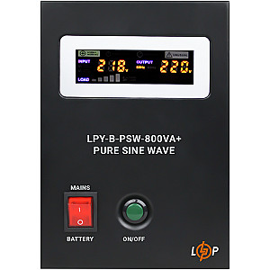 Джерело безперебійного живлення LogicPower LPY-B-PSW-800VA+ (560Вт)5A/15A, з правильною синусоїдою 12V