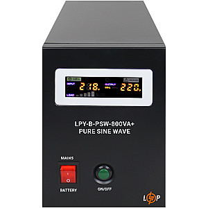 Джерело безперебійного живлення LogicPower LPY-B-PSW-800VA+ (560Вт)5A/15A, з правильною синусоїдою 12V