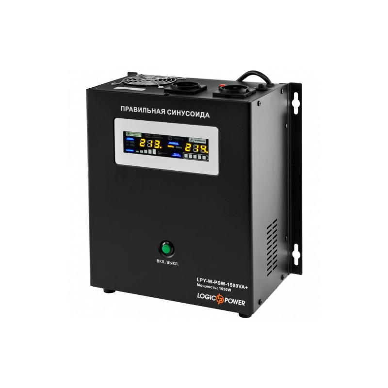 Джерело безперебійного живлення LogicPower LPY-W-PSW-1500VA+ (1050Вт)10A/15A, Lin.int., AVR, 2 x евро, метал