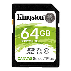 Карта пам`яті SDXC 64GB UHS-I Class 10 Kingston Canvas Select Plus R100MB/s (SDS2/64GB)