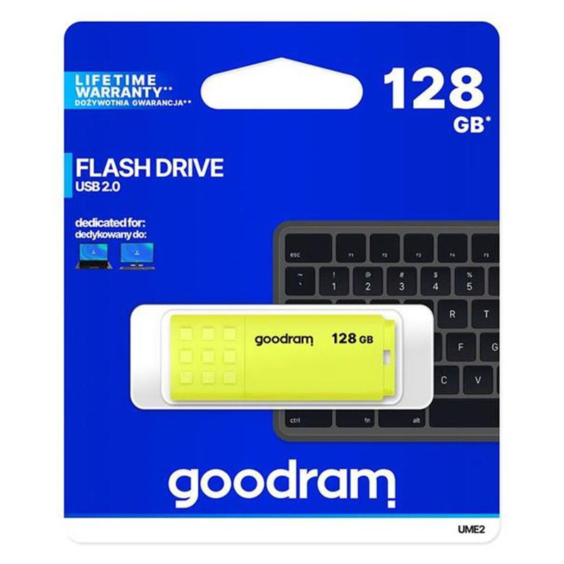 Флеш-накопичувач USB 128GB GOODRAM UME2 Yellow (UME2-1280Y0R11)