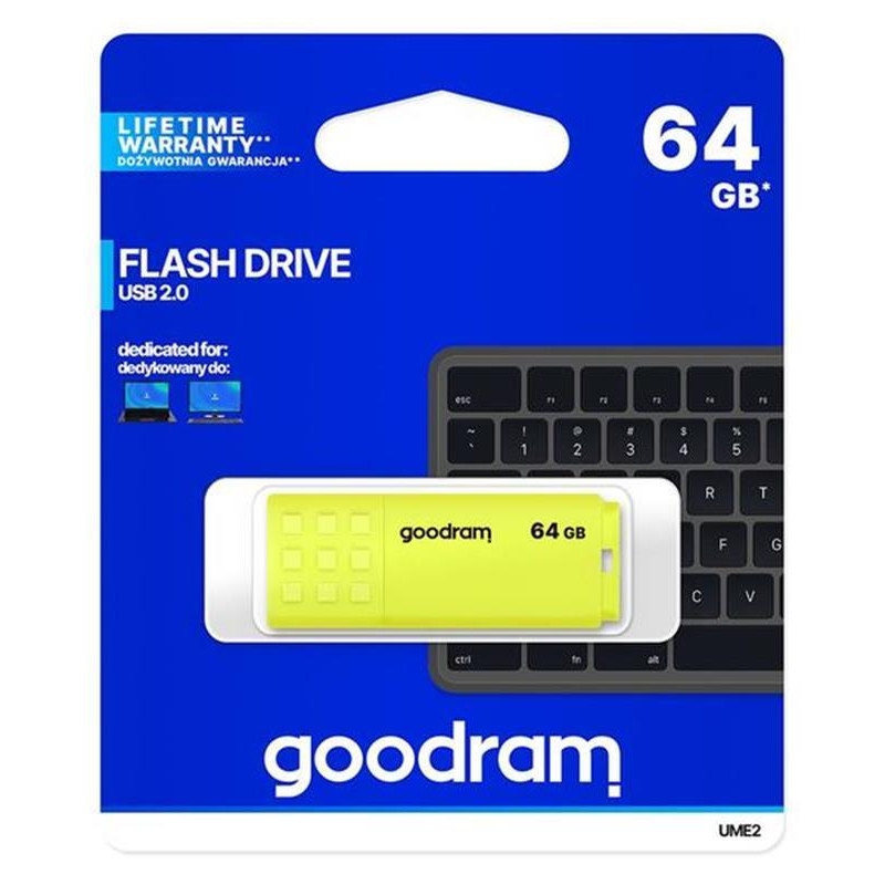 Флеш-накопичувач USB 64GB GOODRAM UME2 Yellow (UME2-0640Y0R11)