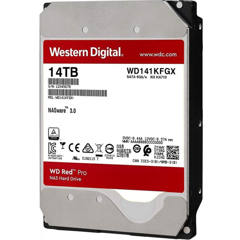 Накопичувач HDD SATA 14.0TB WD Red Pro NAS 7200rpm 512MB (WD141KFGX)