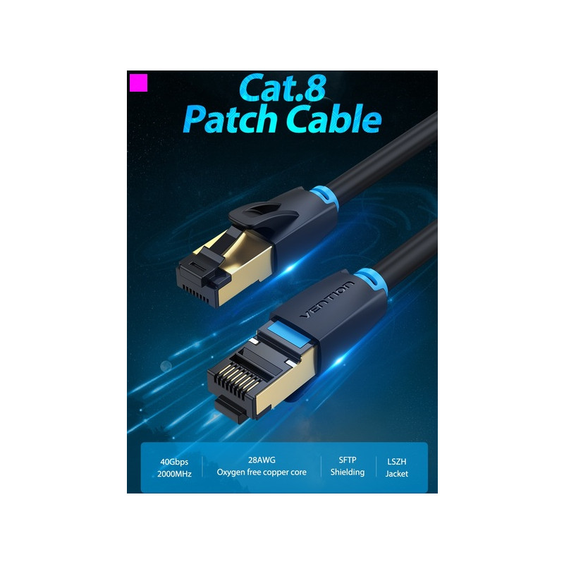 Патч-корд Vention CAT 8 SFTP Ethernet, 1 m, Black (IKABF)
