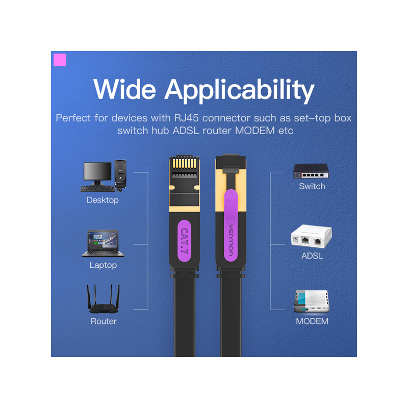 Патч-корд Vention CAT7 SSTP Ethernet, 8 m, Black (ICABK)