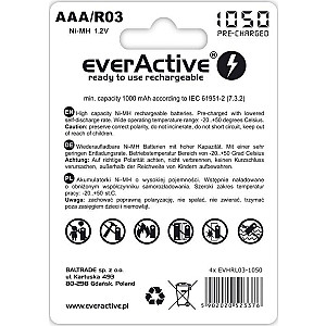 Акумулятор everActive AAA/HR03 Ni-MH 1050mAh BL 4шт