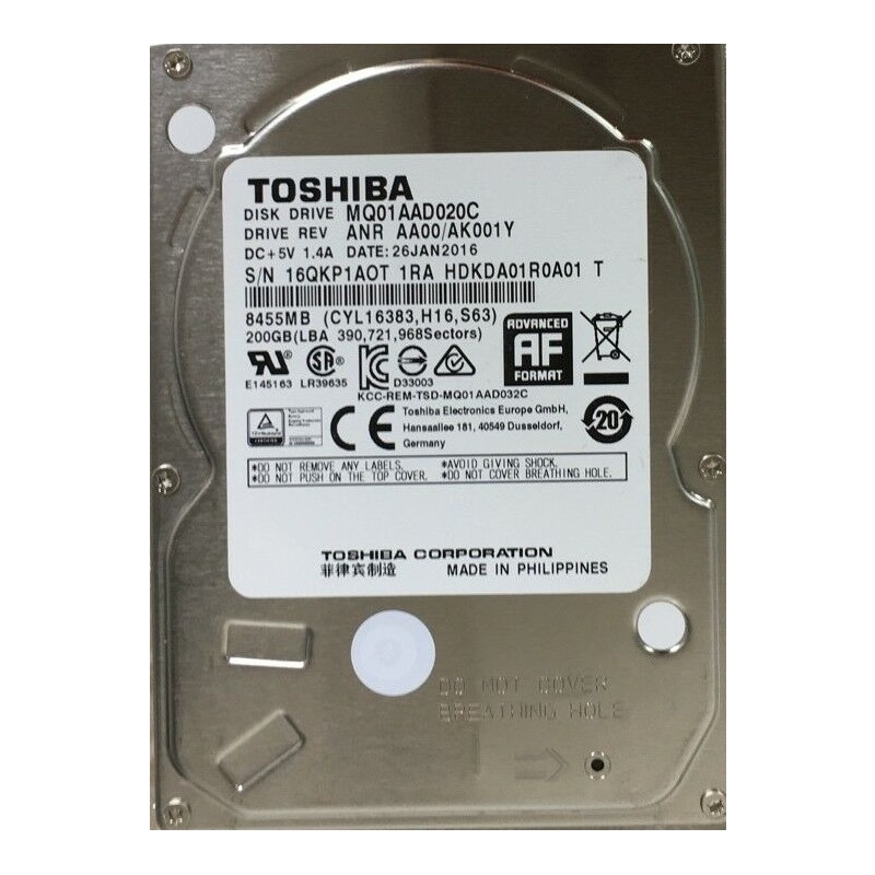Накопичувач HDD 2.5" SATA 200GB Toshiba 8MB 4200rpm (MQ01AAD020C)