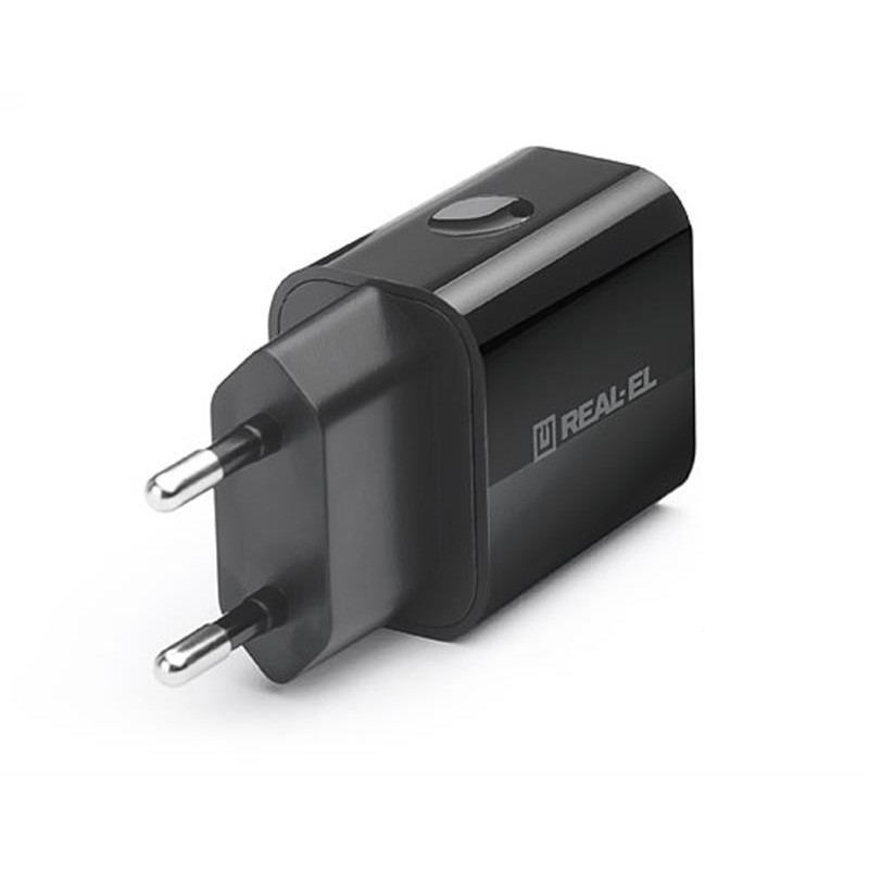 Мережевий зарядний пристрій REAL-EL CH-210 (2USB, 2.1A) Black