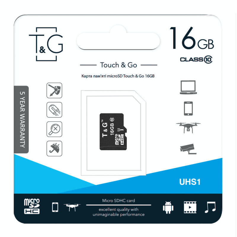 Карта пам`ятi MicroSDHC 16GB UHS-I Class 10 T&G (TG-16GBSD10U1-00)