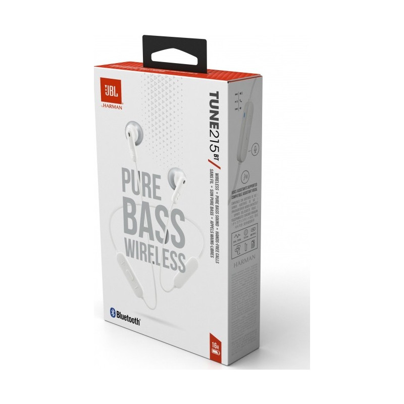 Bluetooth-гарнітура JBL Tune T215BT White (JBLT215BTWHT)