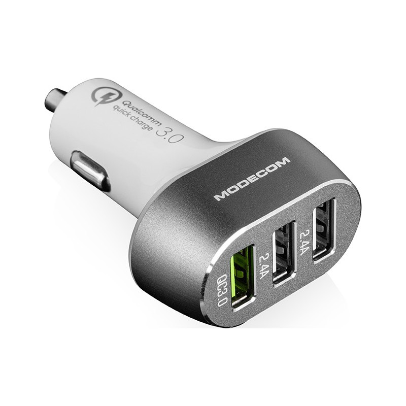 Автомобільний зарядний пристрій Modecom CU3-05 (3USBx2.4A) White (ZT-MC-CU3-05)