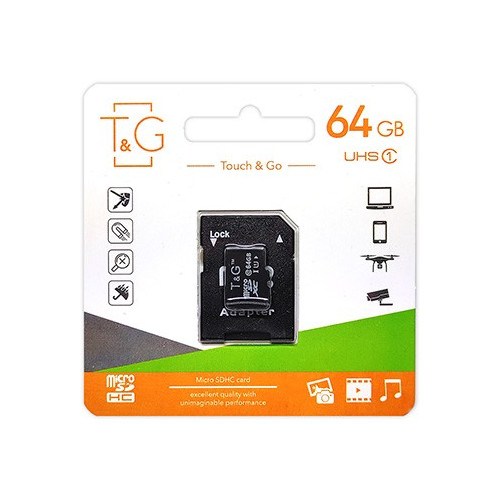 Карта пам`ятi MicroSDXC 64GB UHS-I Class 10 T&G + SD-adapter (TG-64GBSDCL10-01)