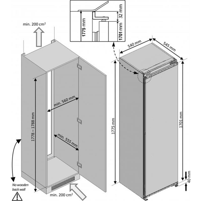 Вбудований холодильник Beko BSSA315K2S