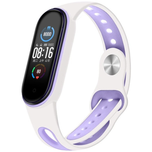 Ремінець BeCover Sport Style для Xiaomi Mi Smart Band 5/Mi Smart Band 6/Mi Smart Band 7 White-Purple (705175)