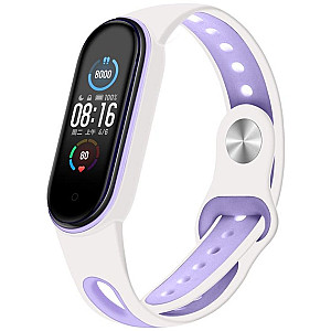 Ремінець BeCover Sport Style для Xiaomi Mi Smart Band 5/Mi Smart Band 6/Mi Smart Band 7 White-Purple (705175)