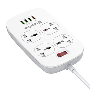 Фільтр живлення ColorWay CW-CHU44QW 4 розетки, 4 USB (1QC3.0+3 AUTO ID), 1.8 м, білий