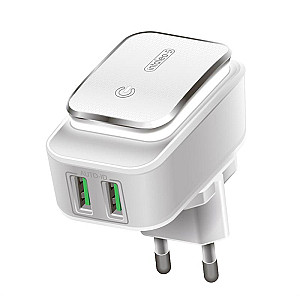 Мережевий зарядний пристрій Intaleo TCL242 (2USB, 2.4A) White (1283126481130)