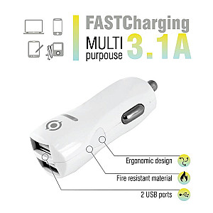 Автомобільний зарядний пристрій Piko CC-312 (2USB, 3.1A) White (1283126477546)