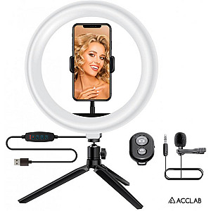 Кільцева USB LED-лампа ACCLAB Ring of Light AL-LR101MB + мікрофон і Bluetooth керування (1283126502057)
