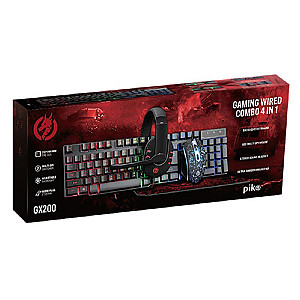 Комплект (клавіатура, мишка) Piko GX200 Black (1283126489808) + гарнітура, килимок