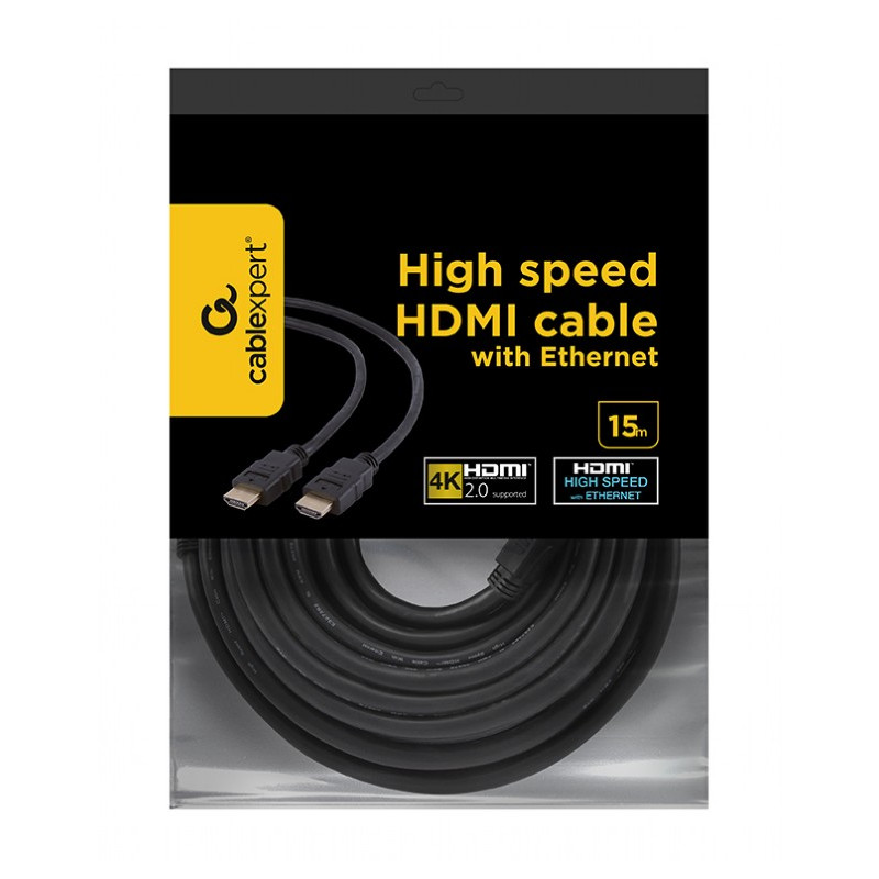 Кабель Cablexpert HDMI - HDMI V 2.0 (M/M), 15 м, чорний (CC-HDMI4-15M) пакет