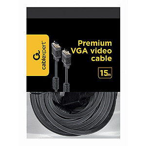 Кабель Cablexpert VGA - VGA (M/M), HD15, з 2-ма фер. кільцями, чорний, 15 м (CC-PPVGA-15M-B) пакет