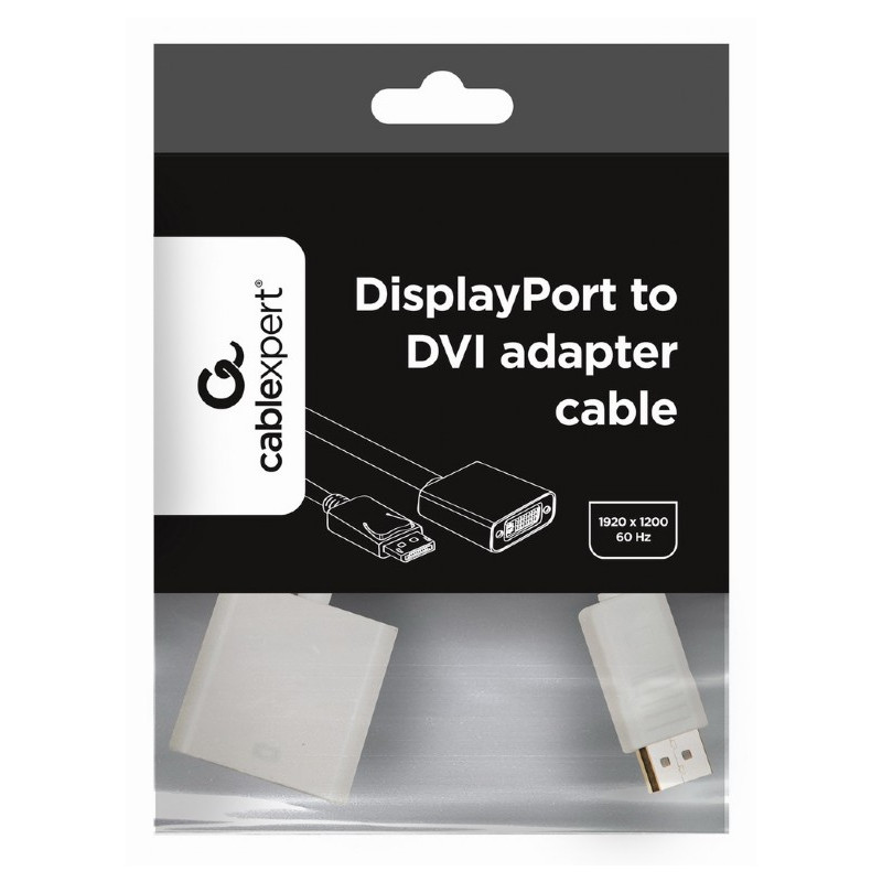 Адаптер Cablexpert DisplayPort - DVI (M/F), 0.1 м, білий (A-DPM-DVIF-002-W) пакет