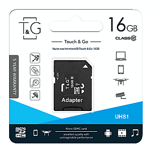 Карта пам`ятi MicroSDHC 16GB UHS-I Class 10 T&G + SD-adapter (TG-16GBSD10U1-01)
