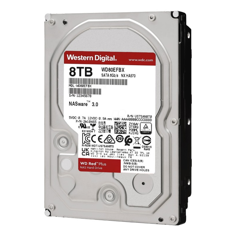 Накопичувач HDD SATA 8.0TB WD Red Plus 7200rpm 256MB (WD80EFBX)