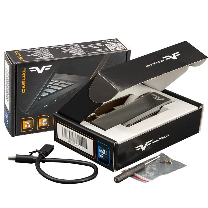 Зовнішня кишеня Frime M.2 NGFF SATA, USB 3.1, Metal, Black (FHE210.M2U31)