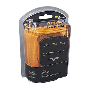 Концентратор USB 2.0 Frime 3хUSB2.0, SD, MS, TF Black (FHC-AllinOne3p2B)