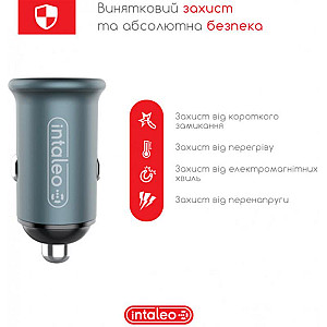 Автомобільний зарядний пристрій Intaleo CCGQPD238 (2USB, 3A) Grey (1283126509971)