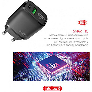 Мережевий зарядний пристрій Intaleo TCGQPD220 (2USBx3A) Black (1283126509995)