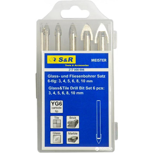 Набір свердл по склу та кераміці S&R Meister (217000006) 6шт
