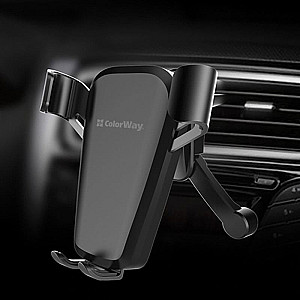 Тримач автомобільний СolorWay Soft Touch Gravity Holder Black (CW-CHG03-BK)
