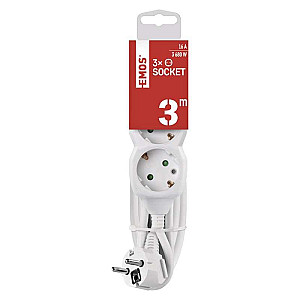 Фільтр живлення Emos (P0323R) 3 розетки, 1.5мм2, 3м, White