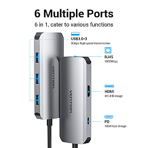 Док-станція Type-C Vention 6-в-1 (TOHHB)