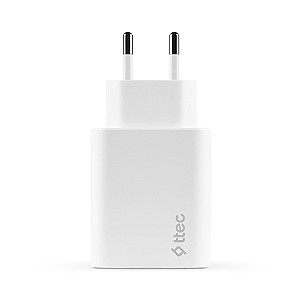 Мережевий зарядний пристрій Ttec SmartCharger Duo USB-C/USB-A 2.4А/12Вт White (2SCS25B)