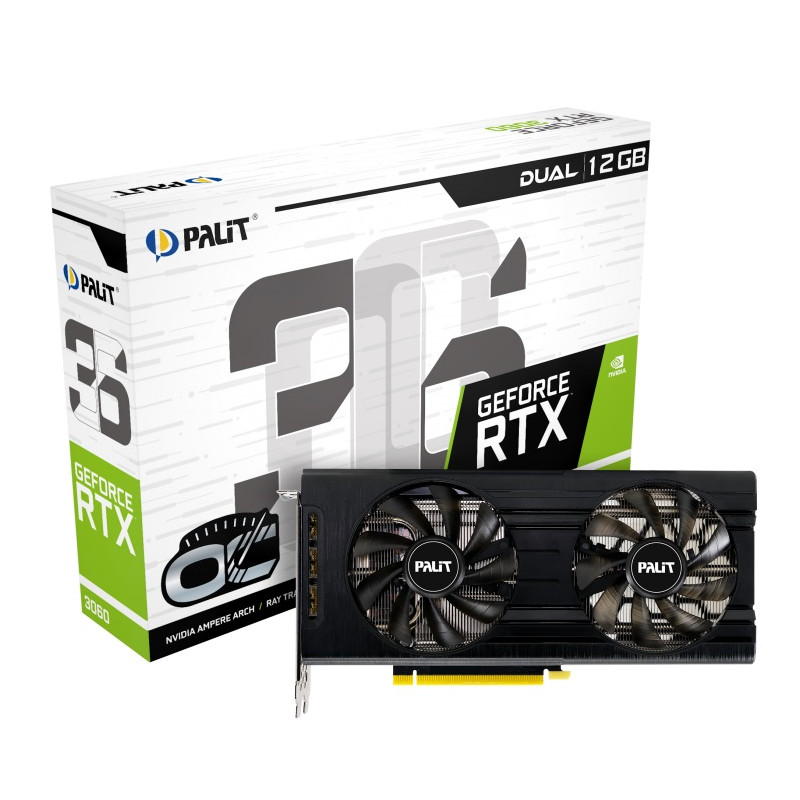 Відеокарта GF RTX 3060 12GB GDDR6 Dual OC Palit (NE63060T19K9-190AD) (LHR)