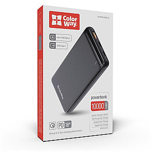 Універсальна мобільна батарея ColorWay Slim PD 10000mAh Black (CW-PB100LPG3BK-PD)