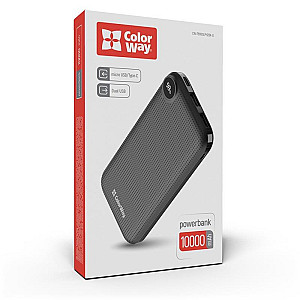 Універсальна мобільна батарея ColorWay Slim, LCD 10000mAh Black (CW-PB100LPH2BK-D)