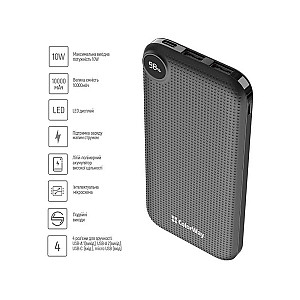 Універсальна мобільна батарея ColorWay Slim, LCD 10000mAh Black (CW-PB100LPH2BK-D)