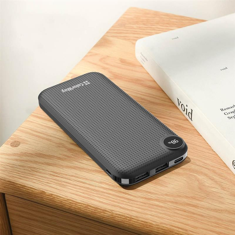 Універсальна мобільна батарея ColorWay Slim, LCD 10000mAh Black (CW-PB100LPH2BK-D)