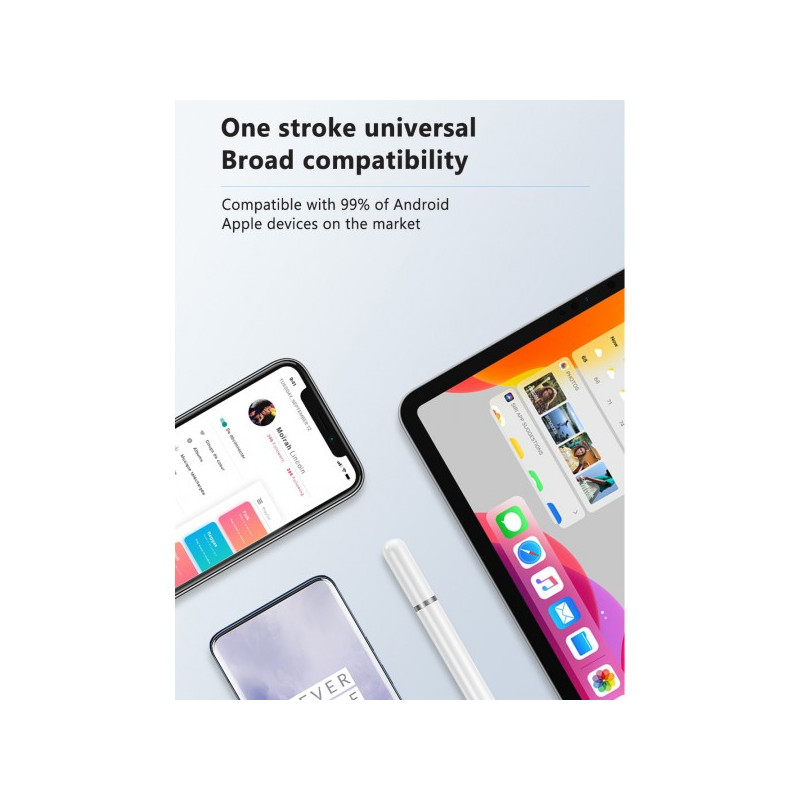 Стілус універсальний Goojodoq 2 в 1 Capacitive Drawing Point Ball White (1005001792837306W)