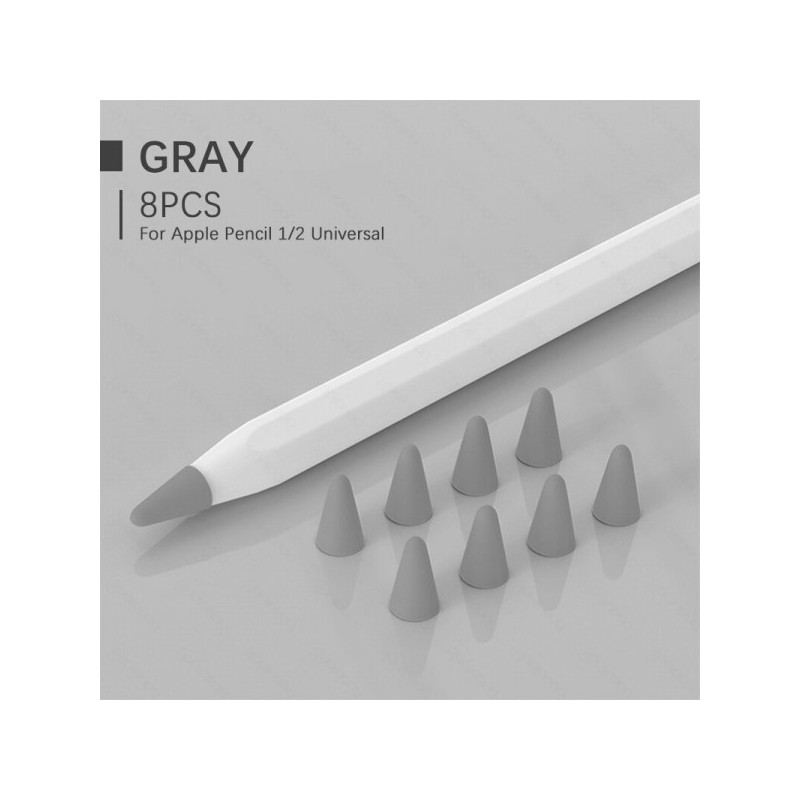 Чохол TPU Goojodoq для наконечника стілус Apple Pencil (1-2 покоління) (8шт) Grey (1005001835985075G)