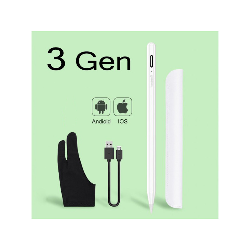 Стілус універсальний Goojodoq Active Magnetic 3 Gen Android iPhone (iPad до 2017) Type-C 1.2mm White (4000001752707W)