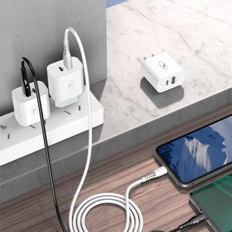 Зарядний пристрій SkyDolphin SC20 PD+QC3.0 (2USB, 3A) White (MZP-000121)