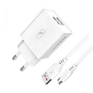 Зарядний пристрій SkyDolphin SC30V (2USB, 2.1A) White (MZP-000114) + кабель microUSB